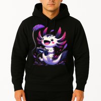 Cute Axolotl Playing Console Video Games Axolotl Gaming Hoodie