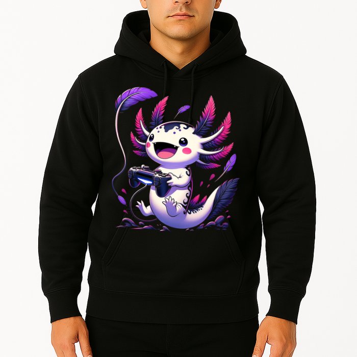 Cute Axolotl Playing Console Video Games Axolotl Gaming Hoodie