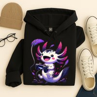 Cute Axolotl Playing Console Video Games Axolotl Gaming Hoodie