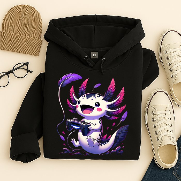 Cute Axolotl Playing Console Video Games Axolotl Gaming Hoodie