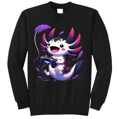 Cute Axolotl Playing Console Video Games Axolotl Gaming Sweatshirt