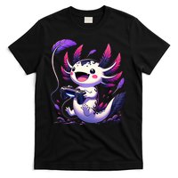 Cute Axolotl Playing Console Video Games Axolotl Gaming T-Shirt