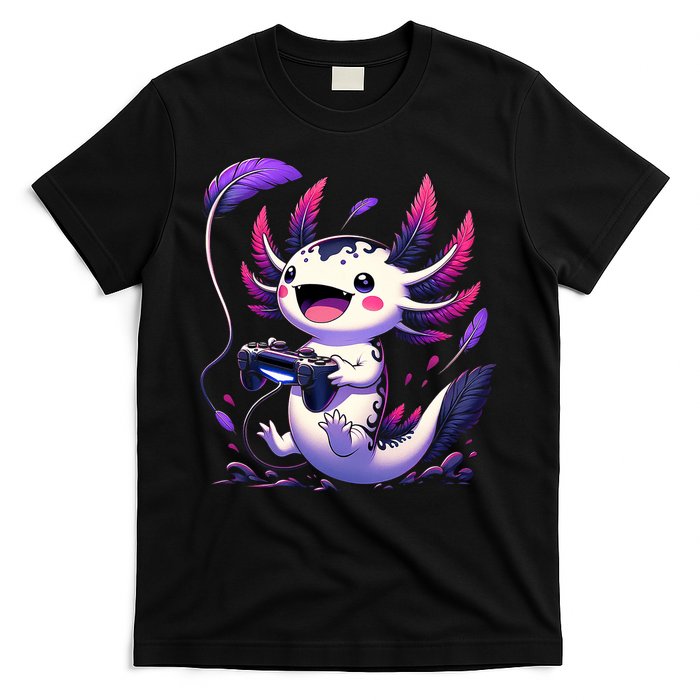 Cute Axolotl Playing Console Video Games Axolotl Gaming T-Shirt
