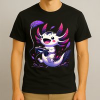 Cute Axolotl Playing Console Video Games Axolotl Gaming T-Shirt