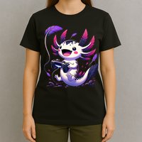 Cute Axolotl Playing Console Video Games Axolotl Gaming T-Shirt