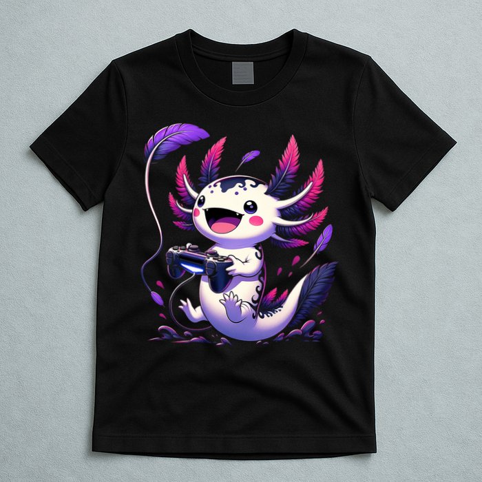 Cute Axolotl Playing Console Video Games Axolotl Gaming T-Shirt
