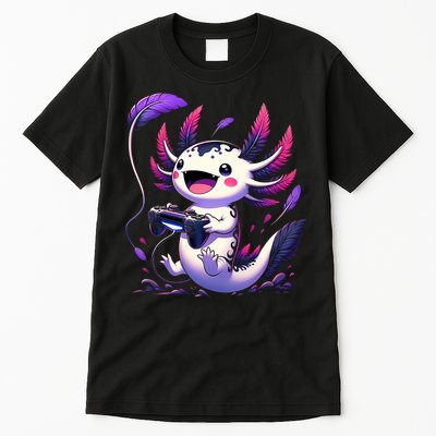 Cute Axolotl Playing Console Video Games Axolotl Gaming Tall T-Shirt