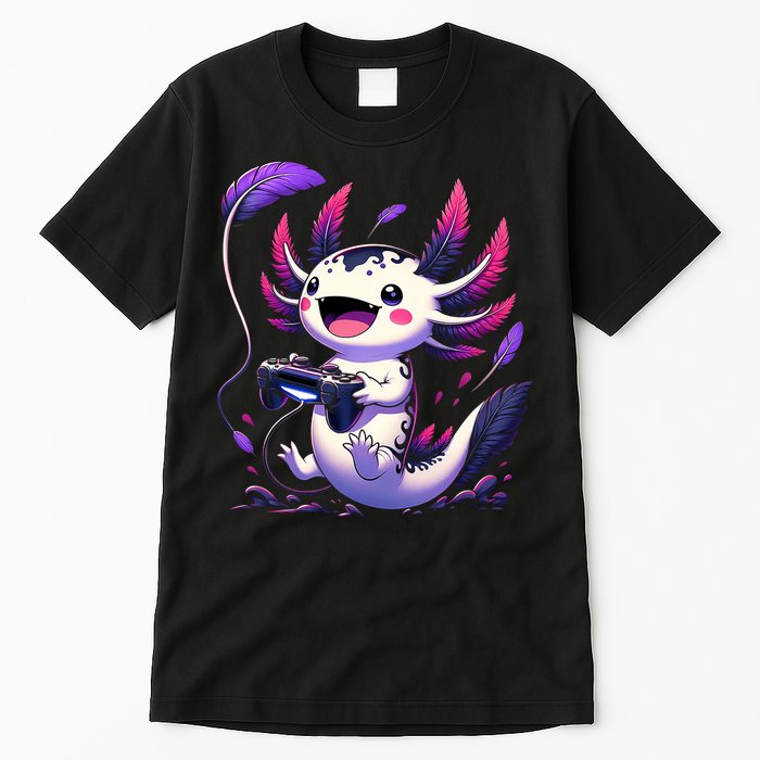 Cute Axolotl Playing Console Video Games Axolotl Gaming Tall T-Shirt