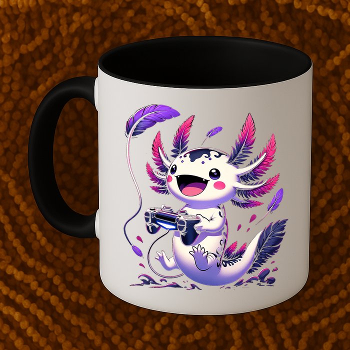 Cute Axolotl Playing Console Video Games Axolotl Gaming Mug