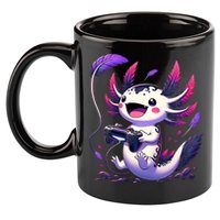 Cute Axolotl Playing Console Video Games Axolotl Gaming 11oz C Handle Ceramic Mug