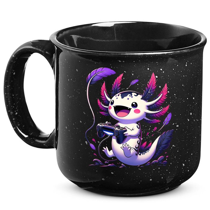 Cute Axolotl Playing Console Video Games Axolotl Gaming 15oz Campfire Ceramic Mug