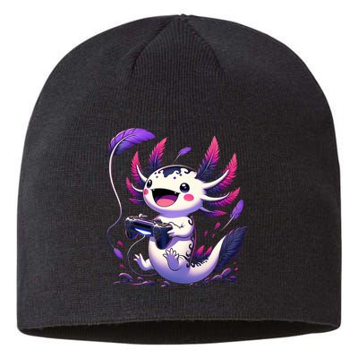 Cute Axolotl Playing Console Video Games Axolotl Gaming Sustainable Beanie