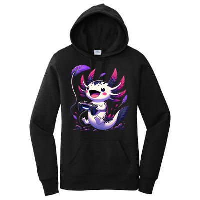 Cute Axolotl Playing Console Video Games Axolotl Gaming Women's Pullover Hoodie