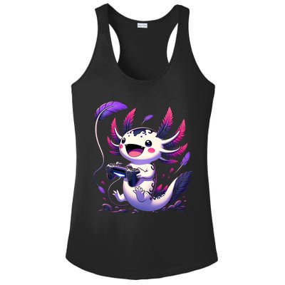 Cute Axolotl Playing Console Video Games Axolotl Gaming Ladies PosiCharge Competitor Racerback Tank