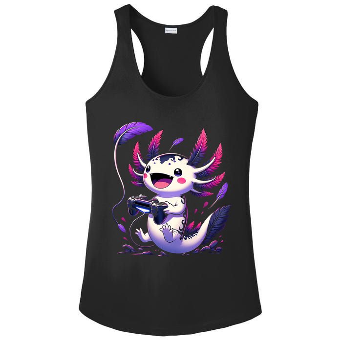 Cute Axolotl Playing Console Video Games Axolotl Gaming Ladies PosiCharge Competitor Racerback Tank
