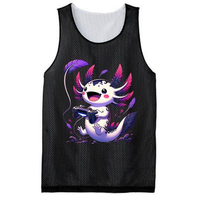 Cute Axolotl Playing Console Video Games Axolotl Gaming Mesh Reversible Basketball Jersey Tank