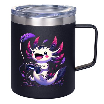 Cute Axolotl Playing Console Video Games Axolotl Gaming 12oz Stainless Steel Coffee Mug