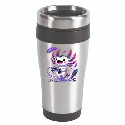 Cute Axolotl Playing Console Video Games Axolotl Gaming 16oz Travel Tumbler