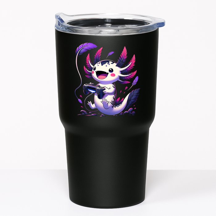 Cute Axolotl Playing Console Video Games Axolotl Gaming Tumbler