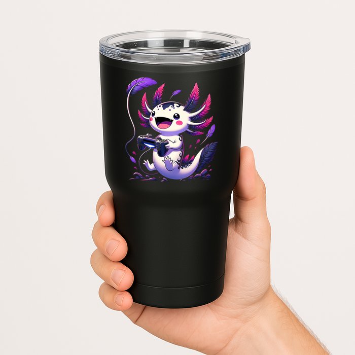 Cute Axolotl Playing Console Video Games Axolotl Gaming Tumbler