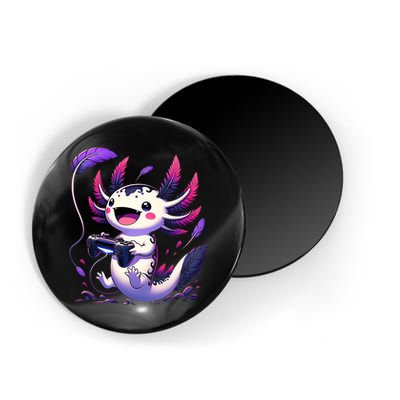 Cute Axolotl Playing Console Video Games Axolotl Gaming Magnet