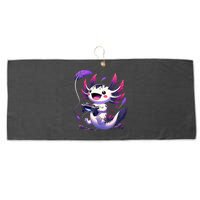 Cute Axolotl Playing Console Video Games Axolotl Gaming Large Microfiber Waffle Golf Towel