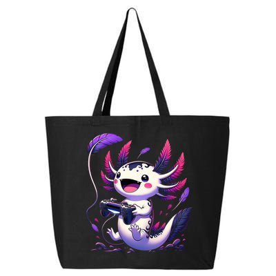 Cute Axolotl Playing Console Video Games Axolotl Gaming 25L Jumbo Tote