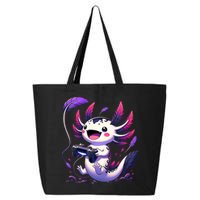 Cute Axolotl Playing Console Video Games Axolotl Gaming 25L Jumbo Tote