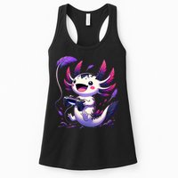 Cute Axolotl Playing Console Video Games Axolotl Gaming Womens Tank Top