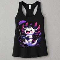 Cute Axolotl Playing Console Video Games Axolotl Gaming Womens Tank Top
