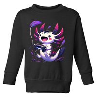Cute Axolotl Playing Console Video Games Axolotl Gaming Toddler Sweatshirt