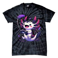 Cute Axolotl Playing Console Video Games Axolotl Gaming Tie-Dye T-Shirt
