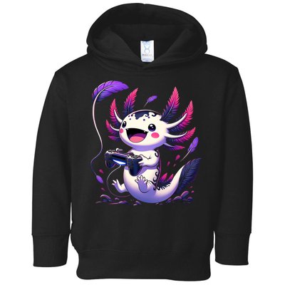Cute Axolotl Playing Console Video Games Axolotl Gaming Toddler Hoodie