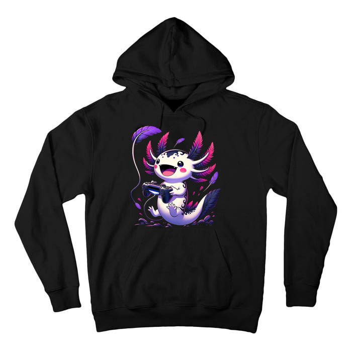 Cute Axolotl Playing Console Video Games Axolotl Gaming Tall Hoodie