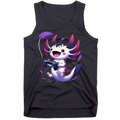 Cute Axolotl Playing Console Video Games Axolotl Gaming Tank Top