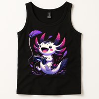 Cute Axolotl Playing Console Video Games Axolotl Gaming Tank Top