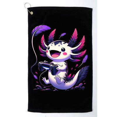 Cute Axolotl Playing Console Video Games Axolotl Gaming Golf Towel