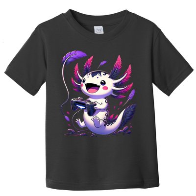Cute Axolotl Playing Console Video Games Axolotl Gaming Toddler T-Shirt