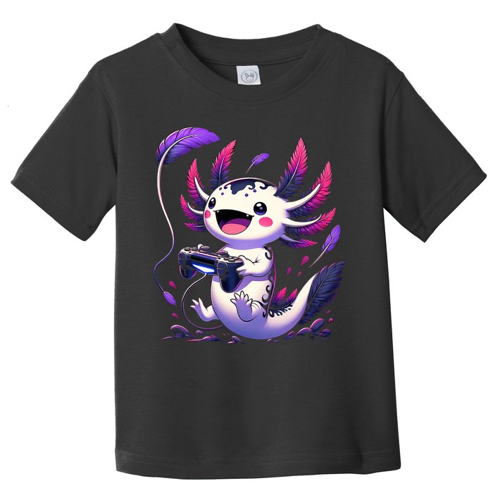 Cute Axolotl Playing Console Video Games Axolotl Gaming Toddler T-Shirt