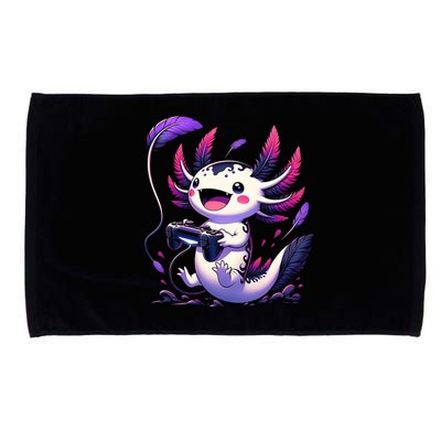 Cute Axolotl Playing Console Video Games Axolotl Gaming Microfiber Hand Towel