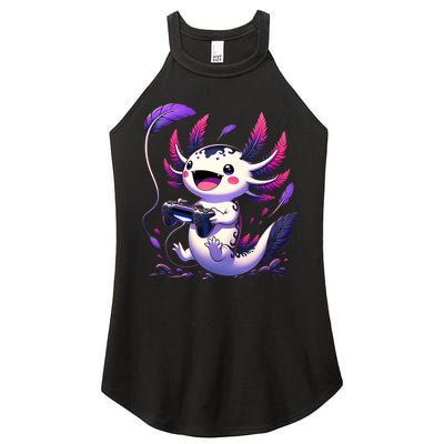 Cute Axolotl Playing Console Video Games Axolotl Gaming Women's Perfect Tri Rocker Tank