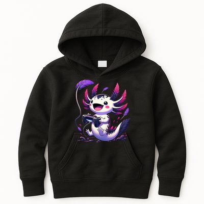 Cute Axolotl Playing Console Video Games Axolotl Gaming Kids Hoodie