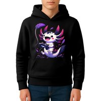 Cute Axolotl Playing Console Video Games Axolotl Gaming Kids Hoodie