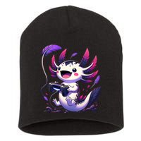 Cute Axolotl Playing Console Video Games Axolotl Gaming Short Acrylic Beanie