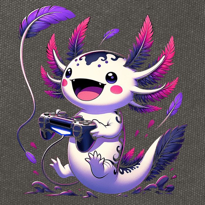 Cute Axolotl Playing Console Video Games Axolotl Gaming Cotton Canvas Backpack