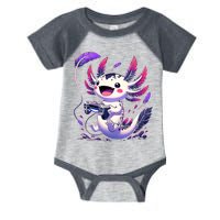 Cute Axolotl Playing Console Video Games Axolotl Gaming Infant Baby Jersey Bodysuit