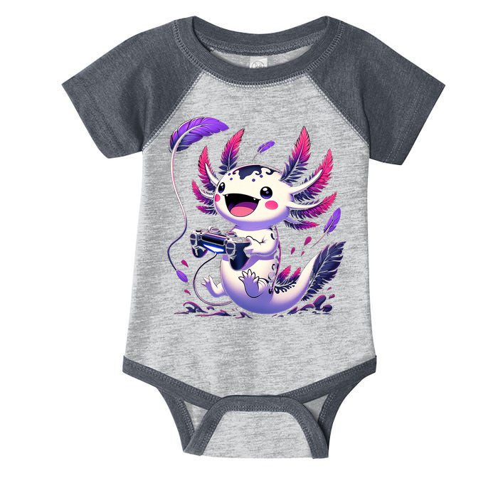 Cute Axolotl Playing Console Video Games Axolotl Gaming Infant Baby Jersey Bodysuit