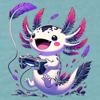 Cute Axolotl Playing Console Video Games Axolotl Gaming Sueded Cloud Jersey T-Shirt
