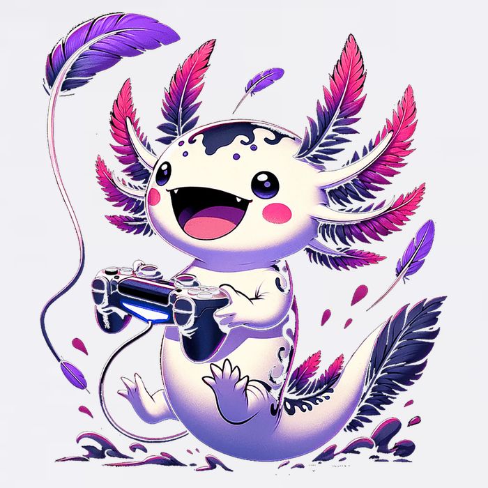 Cute Axolotl Playing Console Video Games Axolotl Gaming Garment-Dyed Sweatshirt