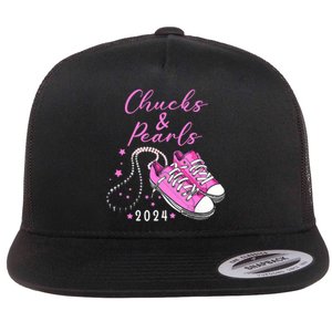 Chucks And Pearls 2024 Kamala Harris For President 47th Flat Bill Trucker Hat